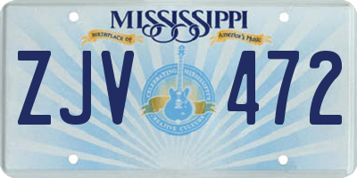 MS license plate ZJV472