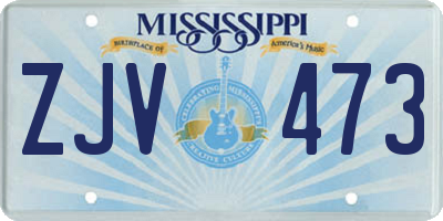 MS license plate ZJV473