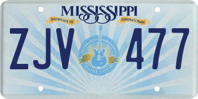 MS license plate ZJV477