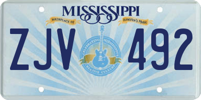 MS license plate ZJV492