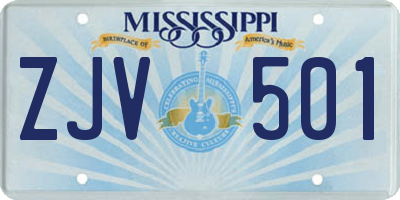 MS license plate ZJV501