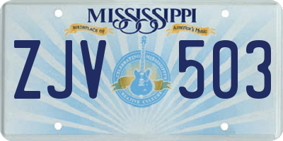 MS license plate ZJV503