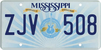 MS license plate ZJV508