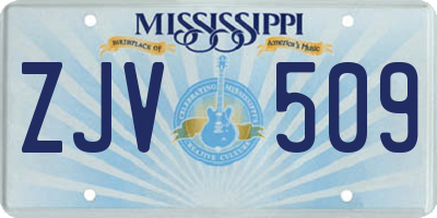 MS license plate ZJV509