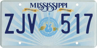 MS license plate ZJV517