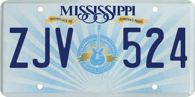 MS license plate ZJV524