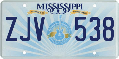 MS license plate ZJV538