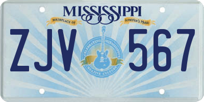 MS license plate ZJV567