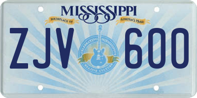 MS license plate ZJV600
