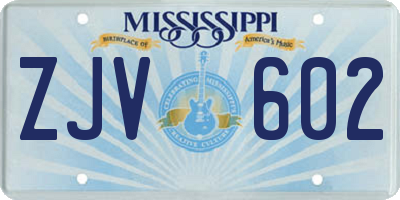 MS license plate ZJV602