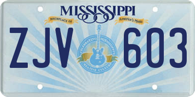MS license plate ZJV603