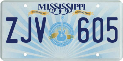 MS license plate ZJV605