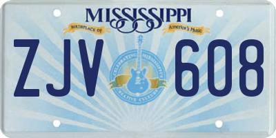 MS license plate ZJV608
