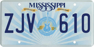 MS license plate ZJV610