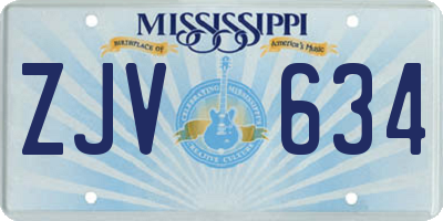MS license plate ZJV634