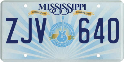 MS license plate ZJV640