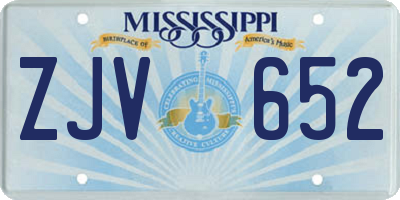 MS license plate ZJV652