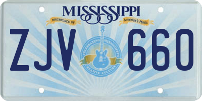 MS license plate ZJV660