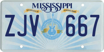 MS license plate ZJV667