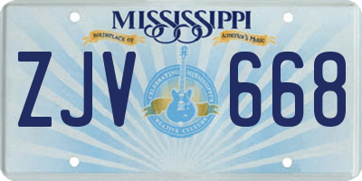 MS license plate ZJV668