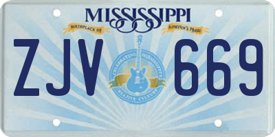 MS license plate ZJV669