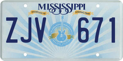MS license plate ZJV671
