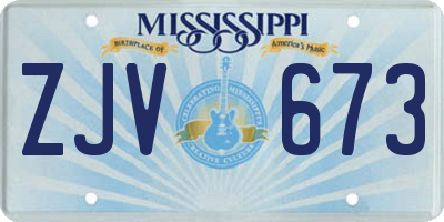 MS license plate ZJV673