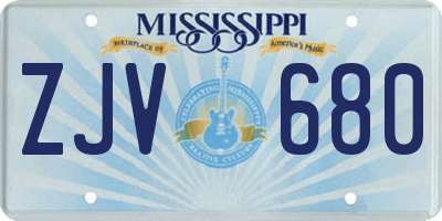 MS license plate ZJV680