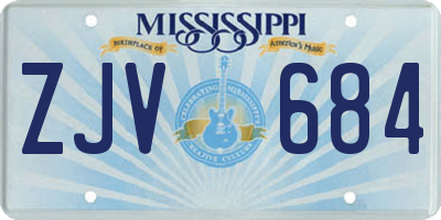 MS license plate ZJV684