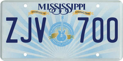 MS license plate ZJV700