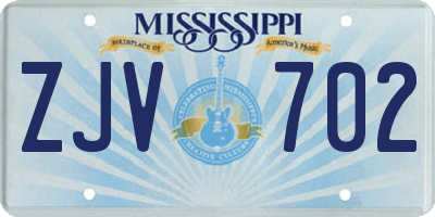 MS license plate ZJV702