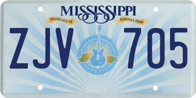 MS license plate ZJV705