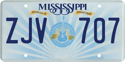 MS license plate ZJV707