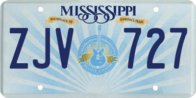 MS license plate ZJV727