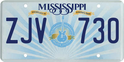 MS license plate ZJV730
