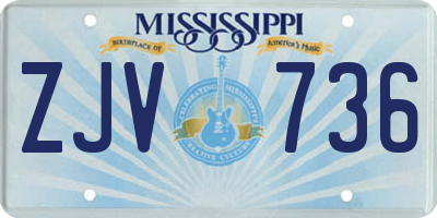 MS license plate ZJV736
