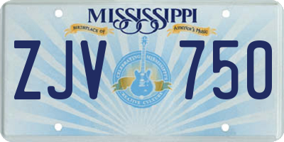 MS license plate ZJV750