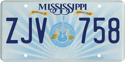 MS license plate ZJV758