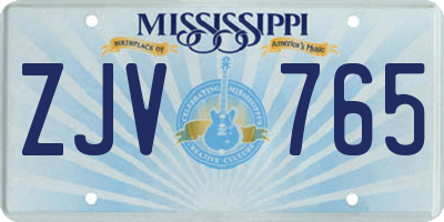 MS license plate ZJV765
