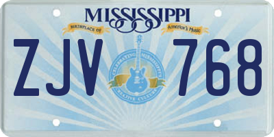 MS license plate ZJV768