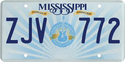 MS license plate ZJV772