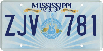 MS license plate ZJV781