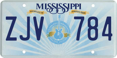 MS license plate ZJV784