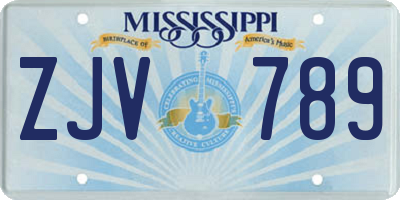 MS license plate ZJV789