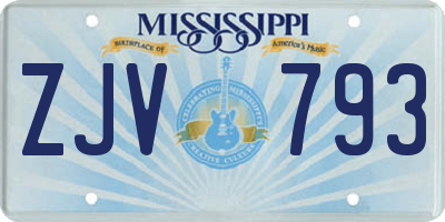 MS license plate ZJV793
