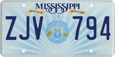 MS license plate ZJV794