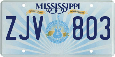 MS license plate ZJV803