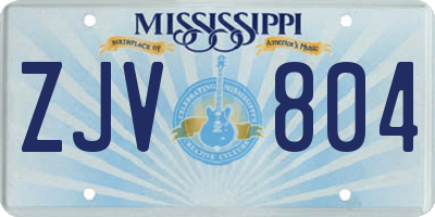 MS license plate ZJV804