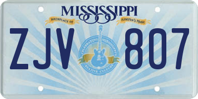 MS license plate ZJV807