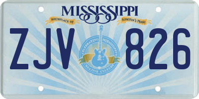 MS license plate ZJV826